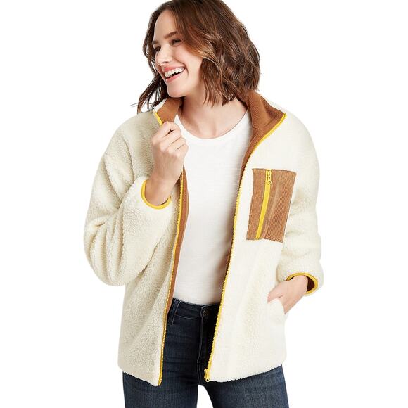 Maurice’s Sherpa Color Block Contrast Zip Up Winter Jacket Corduroy Oversized XL - Picture 1 of 6